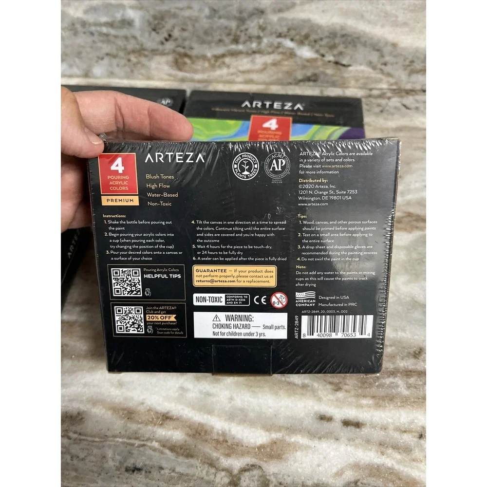 ARTEZA Iridescent Acrylic‎ Paint, Lot of 4 Boxes 4 fl oz Bottles Per Package